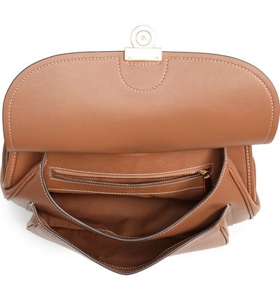 Shop Tory Burch James Leather Saddle Bag - Brown In Moose