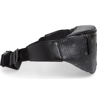 Shop Mcm Small Stark Coated Canvas Belt Bag - Black