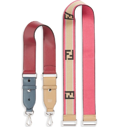 Shop Fendi Set Of 2 Strap You Mini Top Handle & Logo Crossbody Strap - Beige
