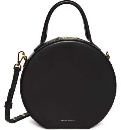 Shop Mansur Gavriel Leather Circle Crossbody Bag In Black