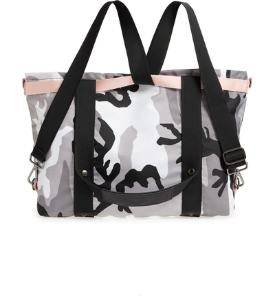 Shop Andi Camo Convertible Tote - Grey In Black/ White/ Gray/ Pink