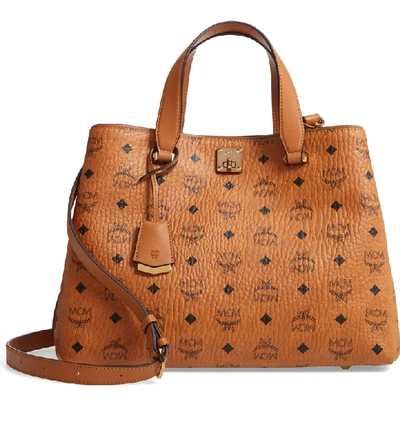 Mcm Large Leather Tote in Cognac