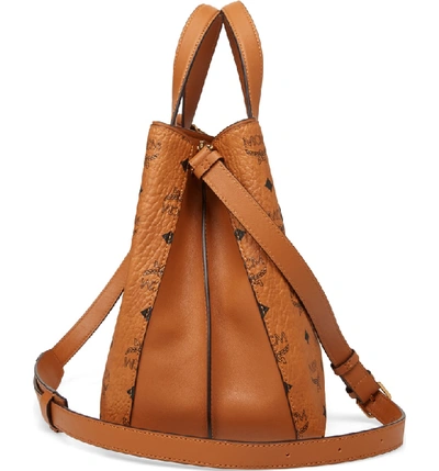 Shop Mcm Large Visetos Coated Canvas Tote - Brown In Cognac