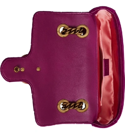Shop Gucci Small Gg Marmont 2.0 Matelasse Velvet Shoulder Bag - Purple In Fucsia
