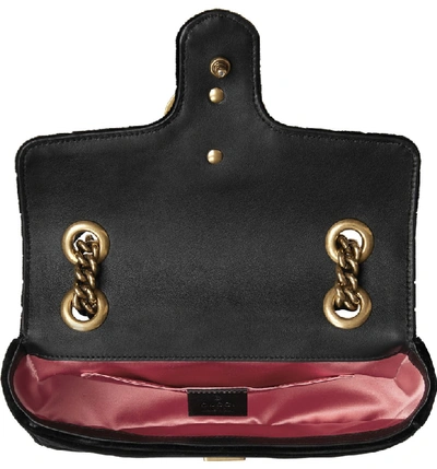 Shop Gucci Small Gg Marmont 2.0 Matelasse Velvet Shoulder Bag In Nero