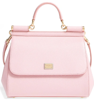 Shop Dolce & Gabbana Small Sicily Leather Satchel - Pink In Rosa Carne Duo