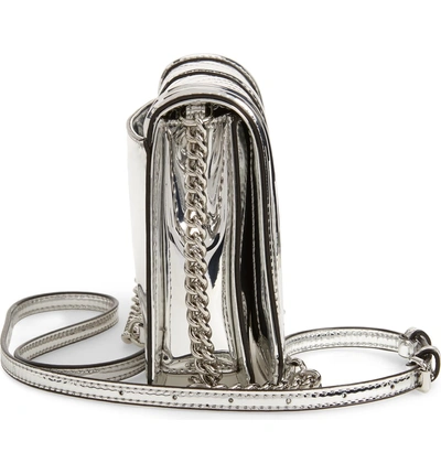 Shop Rebecca Minkoff Small Love Quilted Metallic Crossbody - Metallic In Silver