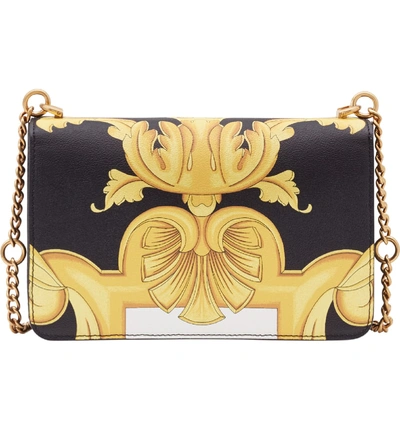 Shop Versace Baroque Print Medium Icon Leather Crossbody Bag In Nero Multi