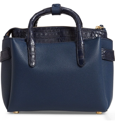 Shop Nancy Gonzalez Mini Cristie Leather & Genuine Crocodile Satchel In Dark Navy