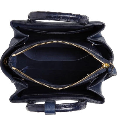 Shop Nancy Gonzalez Mini Cristie Leather & Genuine Crocodile Satchel In Dark Navy