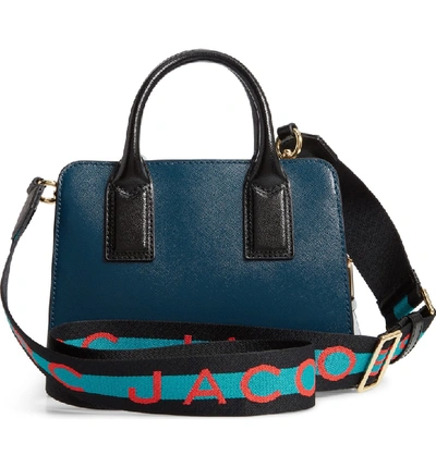 Shop Marc Jacobs Little Big Shot Leather Tote In Blue Sea Multi