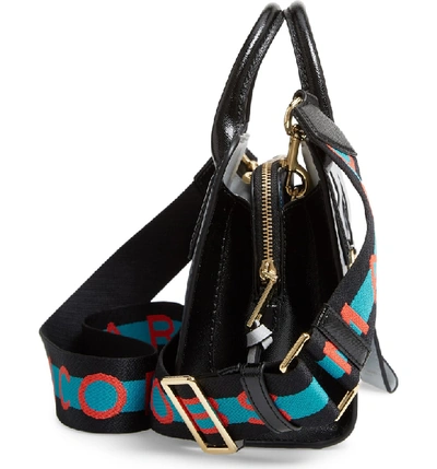 Shop Marc Jacobs Little Big Shot Leather Tote In Blue Sea Multi
