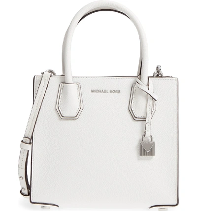 Shop Michael Michael Kors Mercer Leather Crossbody Bag - White