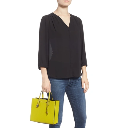 Shop Marc Jacobs The Grind Mini Colorblock Leather Tote - Green In Chartreuse