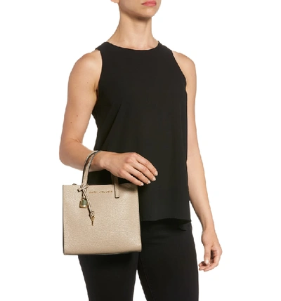 Shop Marc Jacobs The Grind Mini Colorblock Leather Tote - Beige In Light Slate