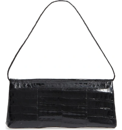 Shop Nancy Gonzalez Gotham Genuine Crocodile Clutch In Black Shiny