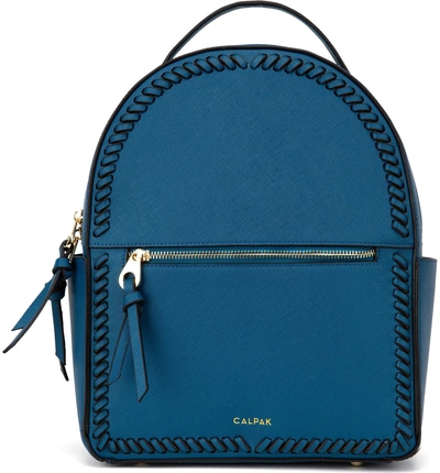 Shop Calpak Kaya Faux Leather Round Backpack In Deep Blue