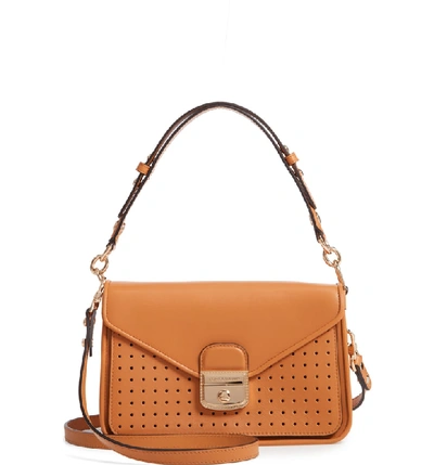 Shop Longchamp Mademoiselle Calfskin Leather Crossbody Bag - Orange In Honey