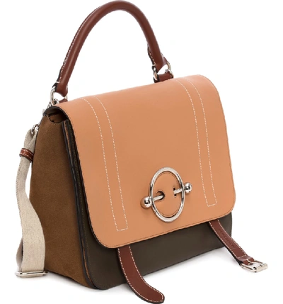 Shop Jw Anderson Disc Leather Top Handle Satchel - Brown In Chestnut