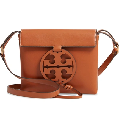 Shop Tory Burch Miller Leather Crossbody Bag In Aged Camello