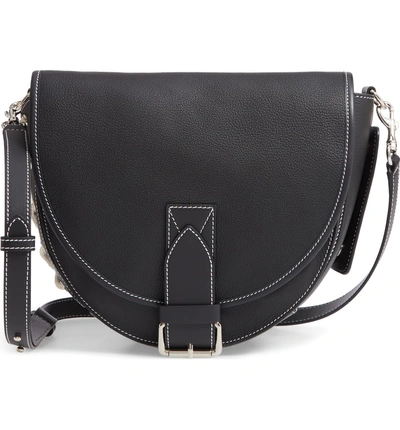 Shop Jw Anderson Leather Saddle Bag In Black