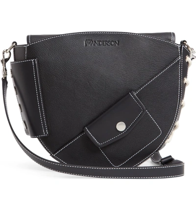 Shop Jw Anderson Leather Saddle Bag In Black