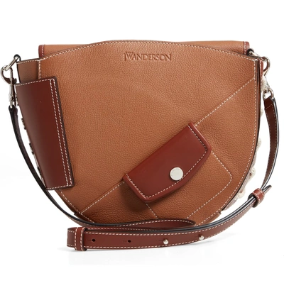 Shop Jw Anderson Leather Saddle Bag In Tan