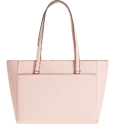 Shop Tory Burch Small Robinson Leather Tote - Pink In Pale Apricot / Royal