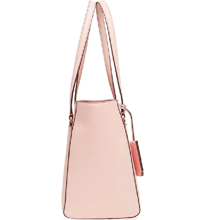 Shop Tory Burch Small Robinson Leather Tote - Pink In Pale Apricot / Royal