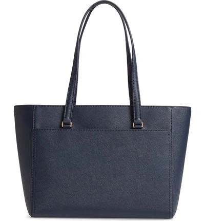 Shop Tory Burch Small Robinson Leather Tote - Blue In Royal Navy