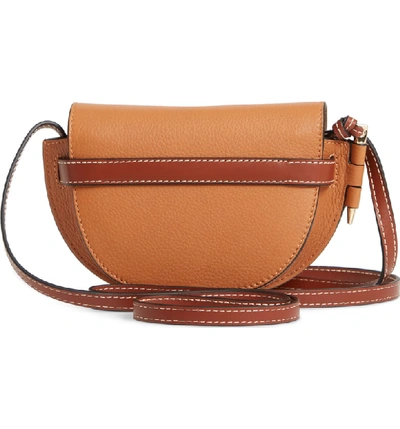 Shop Loewe Mini Gate Leather Crossbody Bag In Light Caramel/ Pecan
