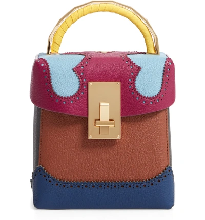 Shop The Volon Great Alice Leather Box Bag - Purple In Violet/ Sky