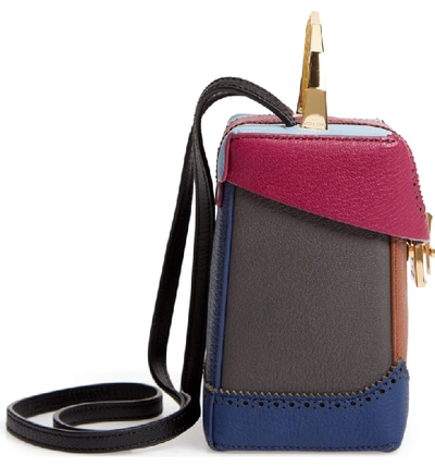 Shop The Volon Great Alice Leather Box Bag - Purple In Violet/ Sky