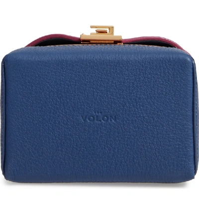 Shop The Volon Great Alice Leather Box Bag - Purple In Violet/ Sky