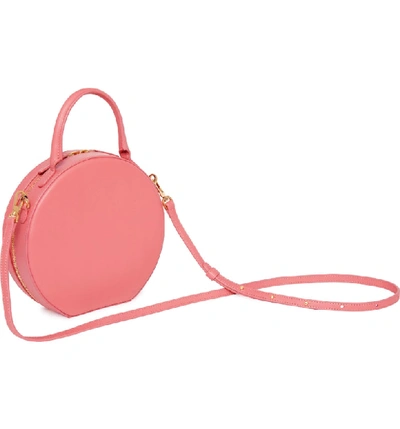 Shop Mansur Gavriel Leather Circle Crossbody Bag - Pink In Dolly