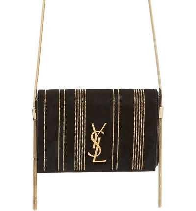Shop Saint Laurent Small Kate Chain Leather Shoulder Bag - Black In Noir/ Noir