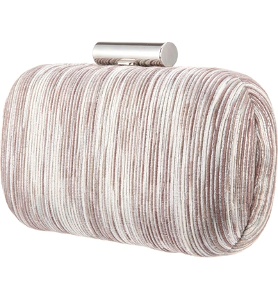 Shop Nina Metallic Millerighe Minaudiere - Grey In Natural Multi