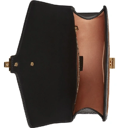 Shop Gucci Small Velvet Shoulder Bag In Brown/ Nero/ Vert Red