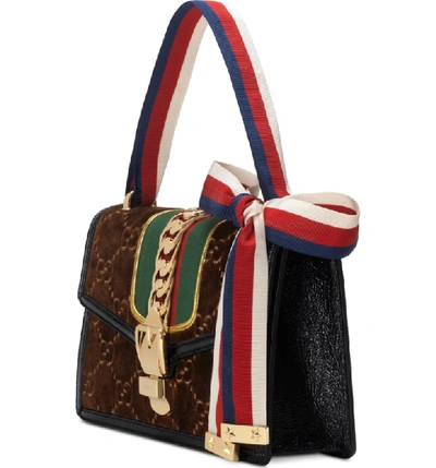 Shop Gucci Small Velvet Shoulder Bag In Brown/ Nero/ Vert Red