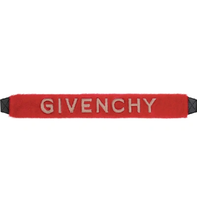 Shop Givenchy Faux Fur Logo Strap Cover - Pink In Geranium Pink