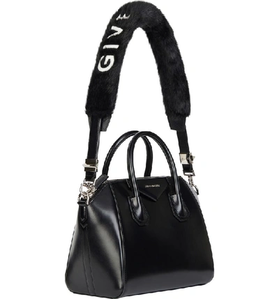 Shop Givenchy Faux Fur Logo Strap Cover - Black