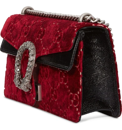 Shop Gucci Small Dionysus Gg Velvet Shoulder Bag - Red In Red Cipria/ Black Diamond