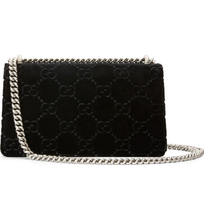 Shop Gucci Small Dionysus Gg Velvet Shoulder Bag In Nero/ Nero/ Black Diamond