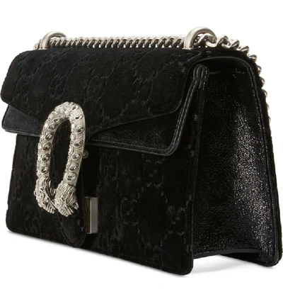 Shop Gucci Small Dionysus Gg Velvet Shoulder Bag In Nero/ Nero/ Black Diamond