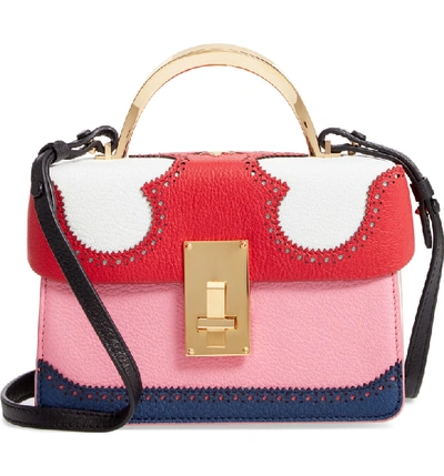 Shop The Volon Data Alice Leather Top Handle Bag - Red In Red/ White