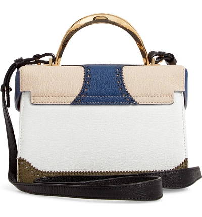 Shop The Volon Data Alice Leather Top Handle Bag In Navy/ Ivory