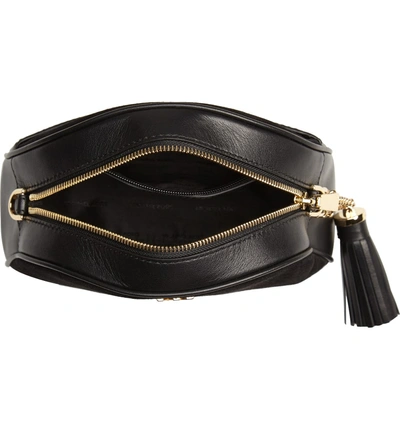 Shop Michael Michael Kors Ginny Half Moon Leather Crossbody Bag In Black