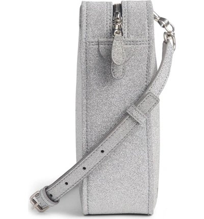 Shop Balenciaga Extra Small Glitter Triangle Leather Bag - Metallic In Argent/ Noir