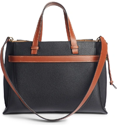 Shop Loewe Gate Calfskin Leather Tote In Black/ Pecan