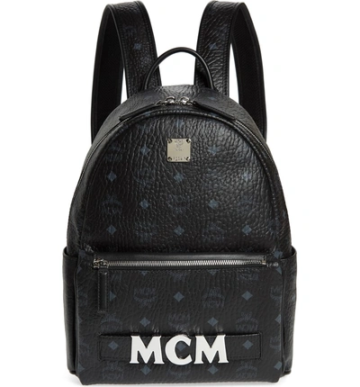 Shop Mcm Small Stark Trilogie Canvas Backpack - Black